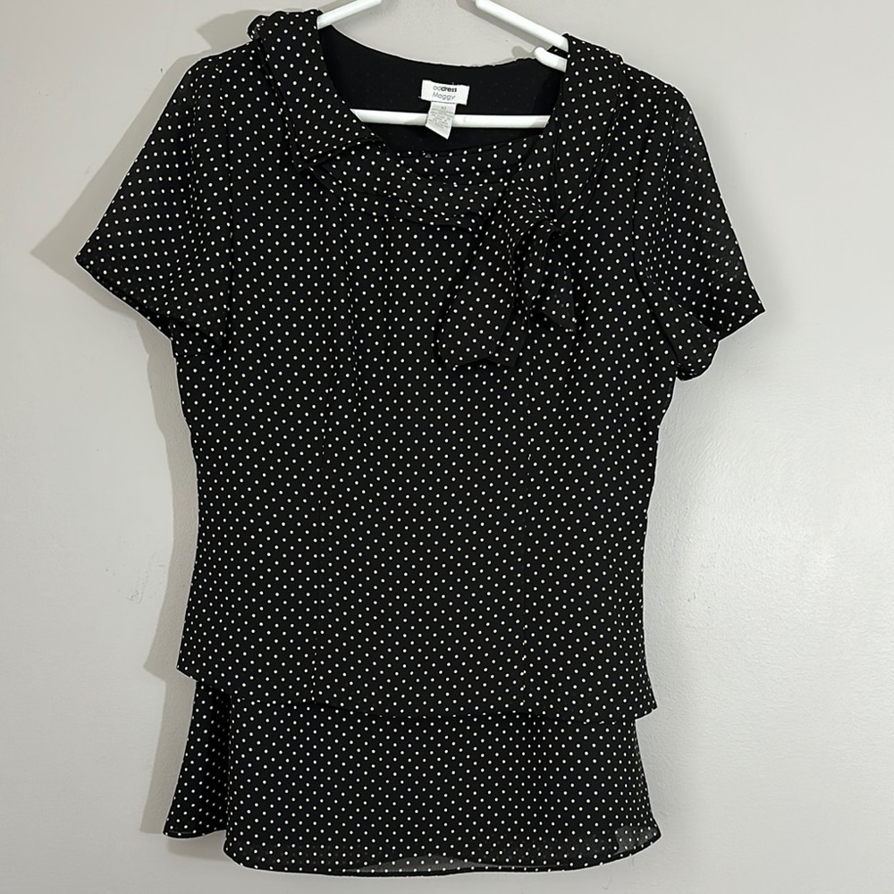 Address Maggy Black Polka Dot Women's Top & Skirt Set size 10